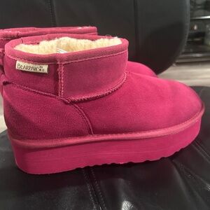 BearPaw Pink Boots with Cream Lining